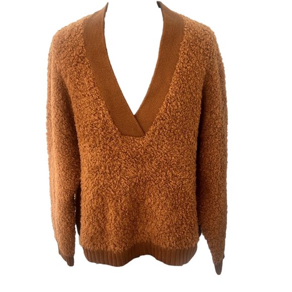 UGG Sweaters - NWT UGG Sz L Dreeann Soft Plush Fleece Wool Blend V-Neck Teddy Bear Long Sleeve